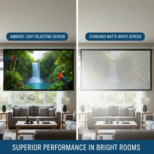 Side-by-side comparison of ALR screen vs. regular screen in a bright room