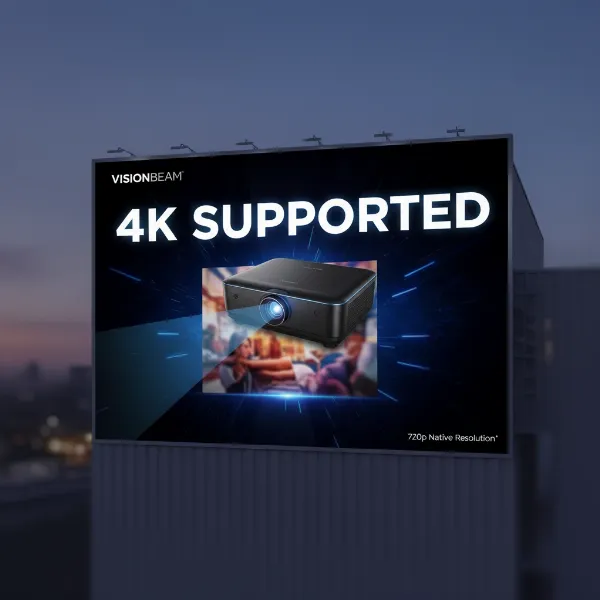 projector marketing ad showing big supported small native resolution